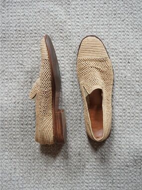 Robert Clergerie Paris Tan Raffia Penny Loafers - Size 40